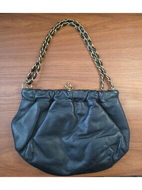 Vintage Sony Studios Wardrobe x Morris Moskowitz Black Leather Shoulder Bag
